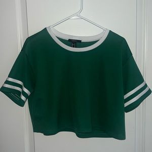 Forever 21 Crop Green Jersey Tshirt